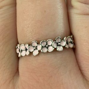 Pink and sterling silver blossom flower ring